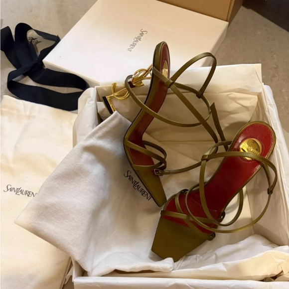 Saint Laurent OPYUM SANDALS IN SATIN CREPE CUBA GOLD size 9 - Picture 1 of 11